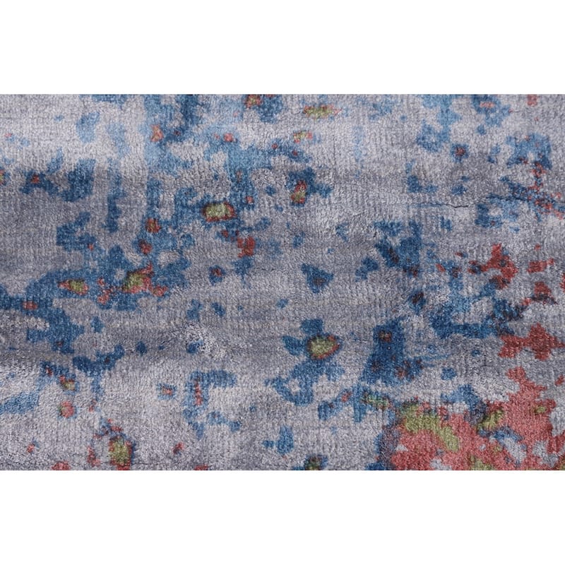 Contemporary Abstract Area Rug Handmade Oriental Wool Carpet - 6'0" X 7'9"