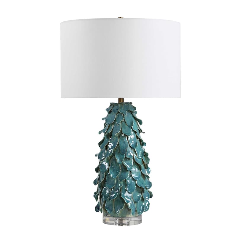 Uttermost Mina Teal Blue Table Lamp - 16.00" W x 27.50" H x 16.00" D