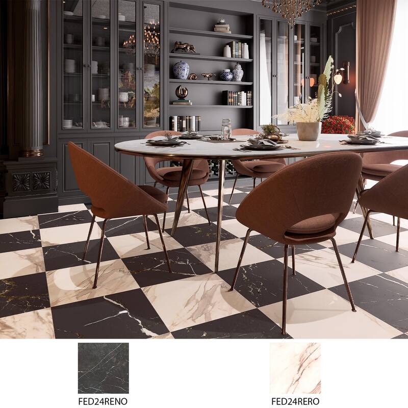 Merola Tile Reve Noir 23-1/2" x 23-1/2" Porcelain Floor and Wall Tile