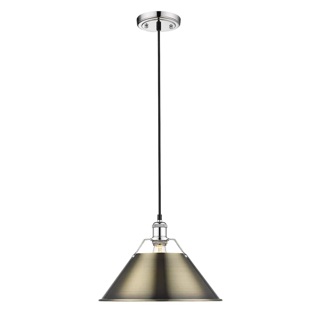 Orwell 14" Wide Large Pendant in Chrome with Aged Brass - Silver