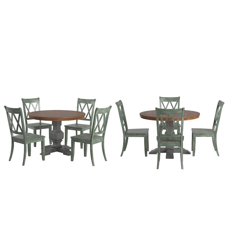 Ronda 45" Round Solid Wood Top Dining Set with X-Back Chairs