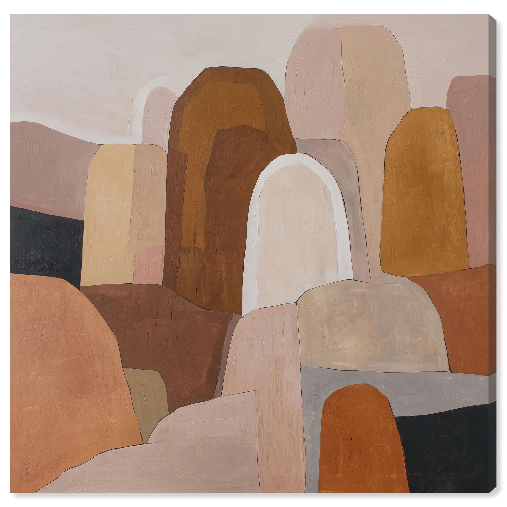 Desert Forms I Taupe Boho Wall Art Wrapped Canvas Print by Art Remedy