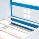 preview thumbnail 8 of 7, Charming House-shaped Design Wooden Daybed with Fence, Trundle and Smart Sensor Lights, Twin size, Blue