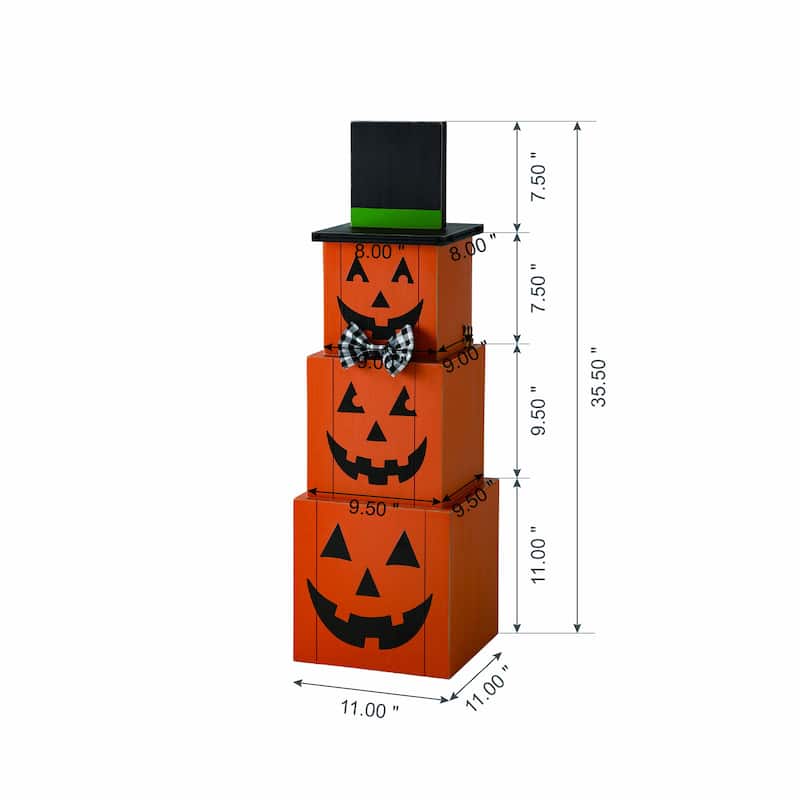 Glitzhome Halloween / Fall 36"H Double Sided Scarecrow / Pumpkin Wooden Porch Decor