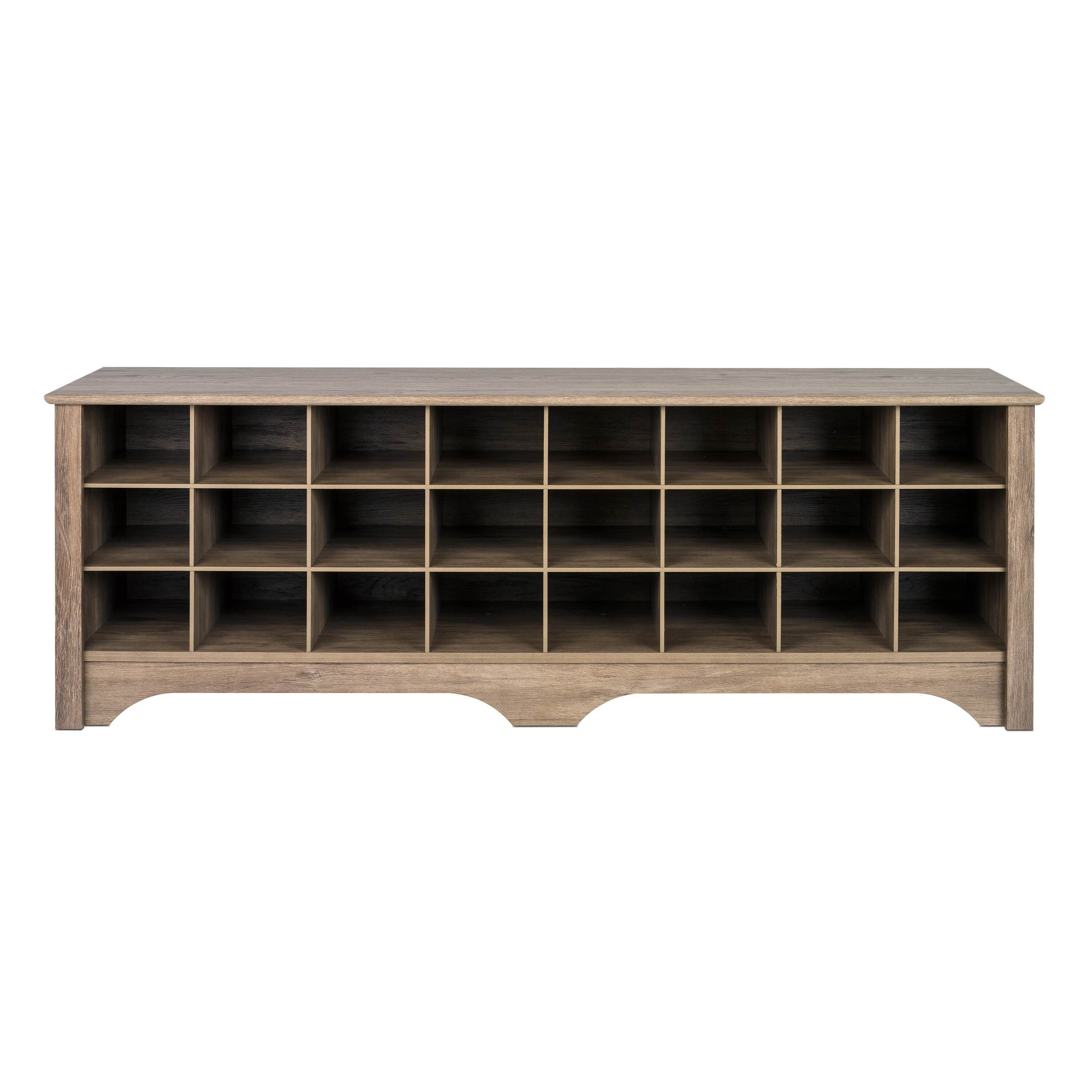 Prepac Hall Bench with Storage and Seating 24 Shoe Cubby Bench