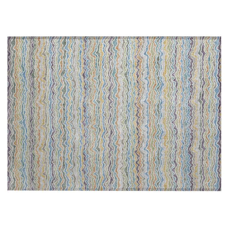 Machine Washable Indoor/ Outdoor Ziggy Stripe Chantille Rug