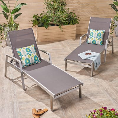 Oxton Outdoor Aluminum Chaise Lounge (Set of 2) by Christopher Knight Home