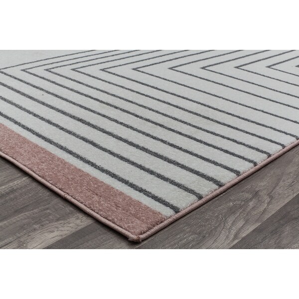 Milani Howlite Modern Pink Zebra Black and White Area Rug - Bed