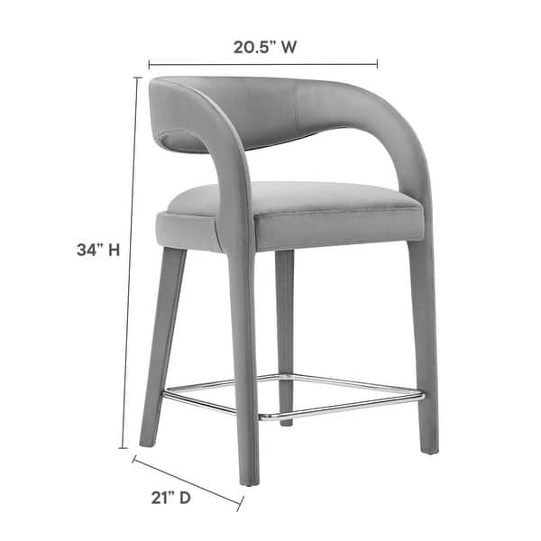dimension image slide 4 of 5, Pinnacle Performance Velvet Counter Stool Set of Two