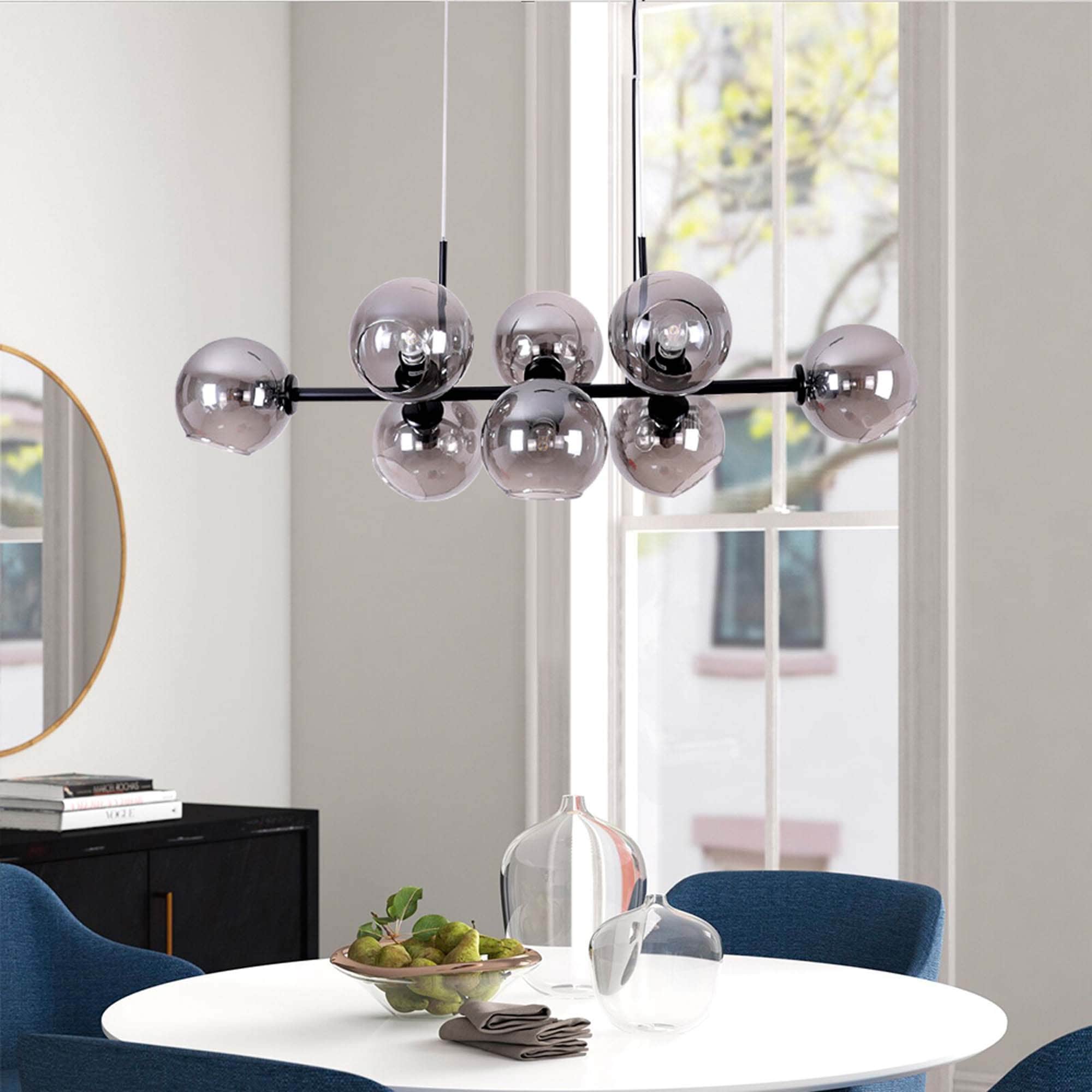 8 - Light Gold/Black Sputnik Modern Linear Pendant Chandeliers