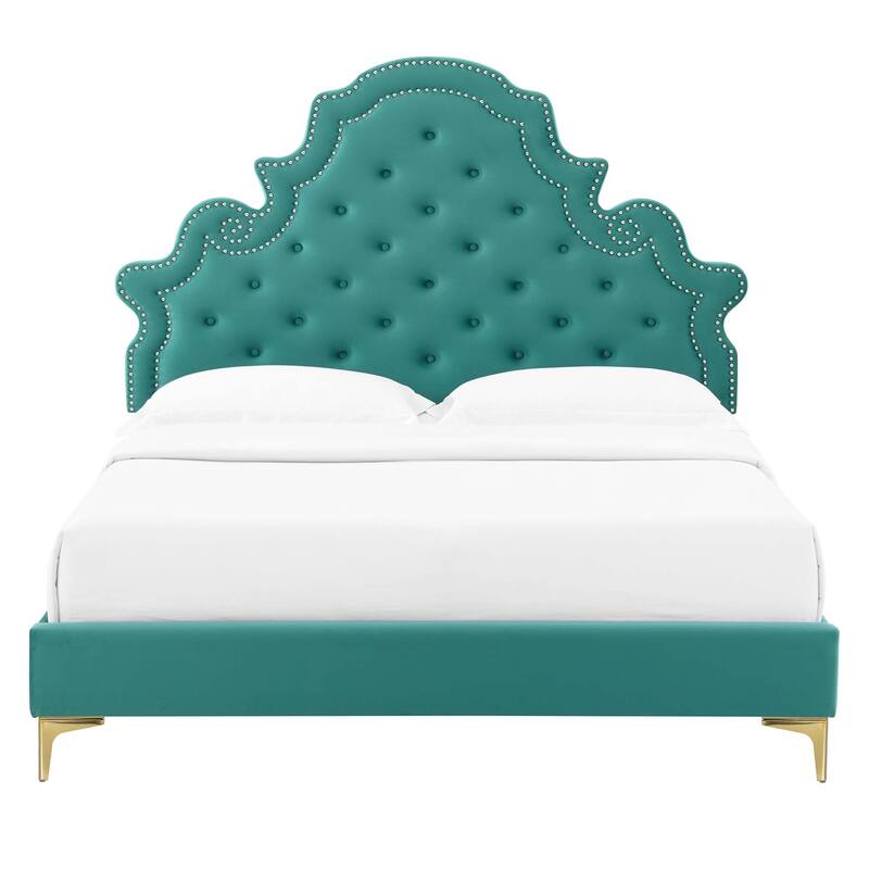 Gwyneth Tufted Performance Velvet Full Platform Bed