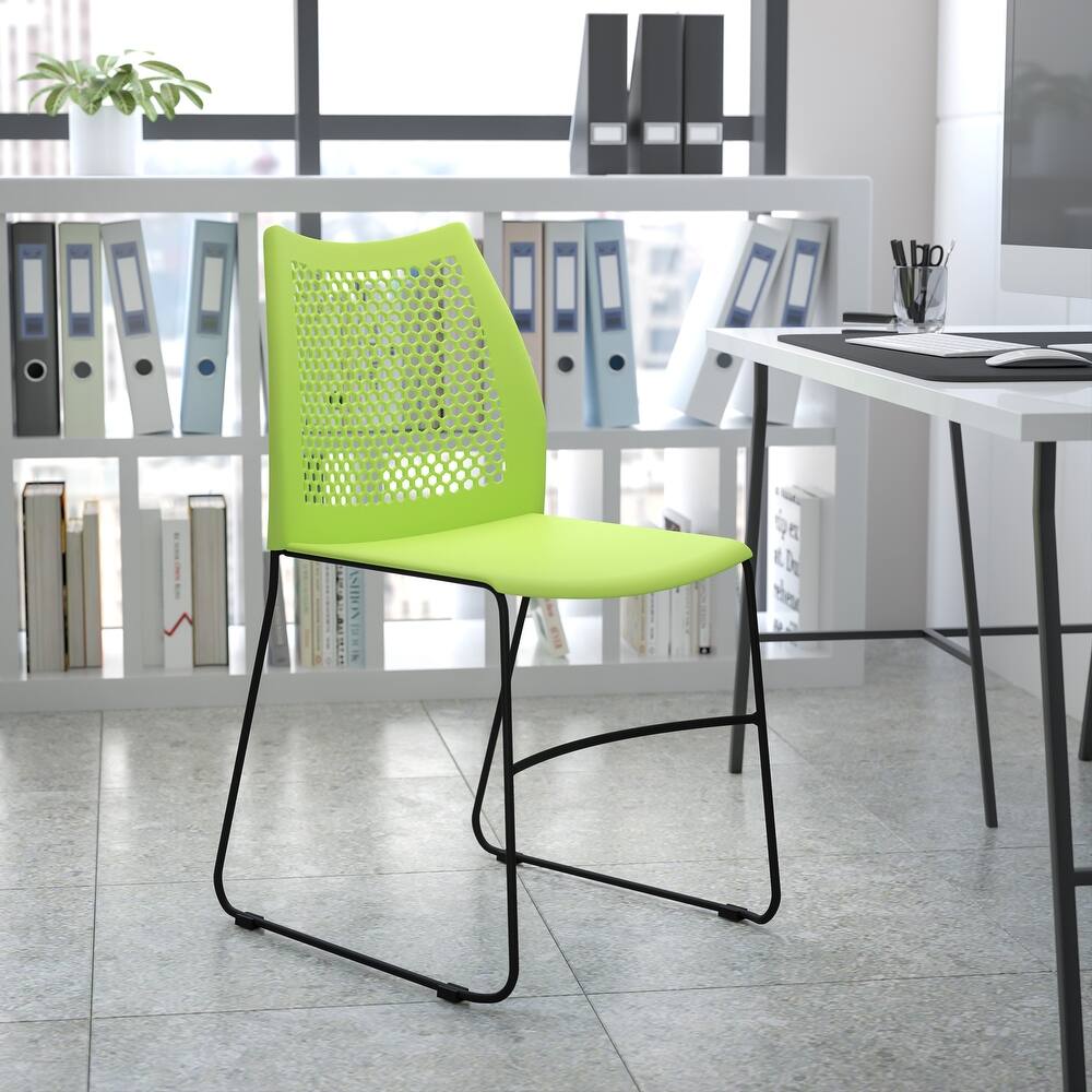 661 lb. Capacity Stack Chair with Air-Vent Back and Powder Coated Sled Base