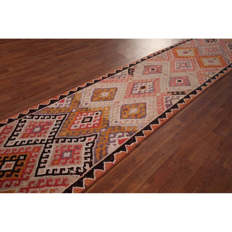 Oushak Turkish Vintage Runner Rug Handmade Wool Carpet - 2'8"x 12'3"