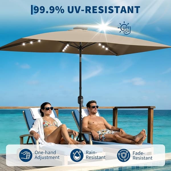 10 foot solar patio umbrella 10 ft Patio Umbrella for Table, Outdoor Sun Umbrella with 32 LED Solar   RGD Essentials Market