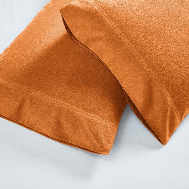 Superior Solid Flannel Cotton Fuzzy Pillowcases, Set of 2