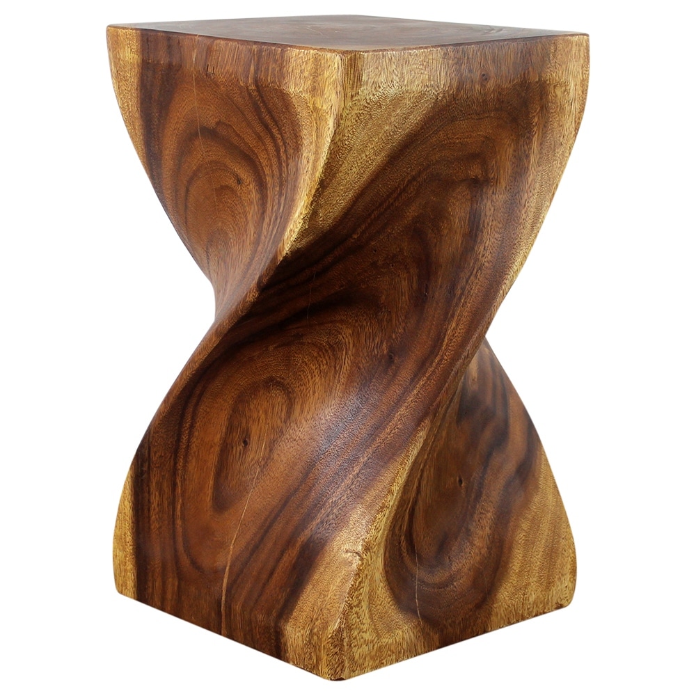 Haussmann Big Twist Solid Wood End Table - 12 x 12 x 20 in - Walnut - 12" x 12" x 20"