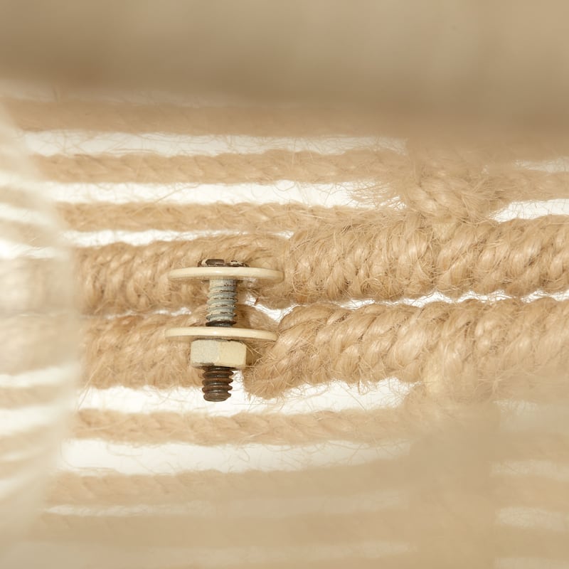 River of Goods Black and Ivory Jute and Metal 19-Inch Globe Pendant Light with Adjustable Hanging Cord - 19" x 19" x 73"