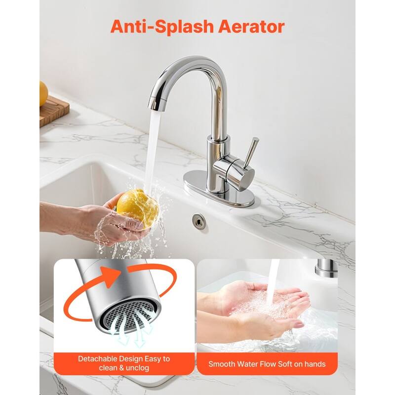 Silver Stainless Steel Kitchen Faucet with 360 Rotating High-Arc Spout - 7.20 x 1.97 x 11.61 inch