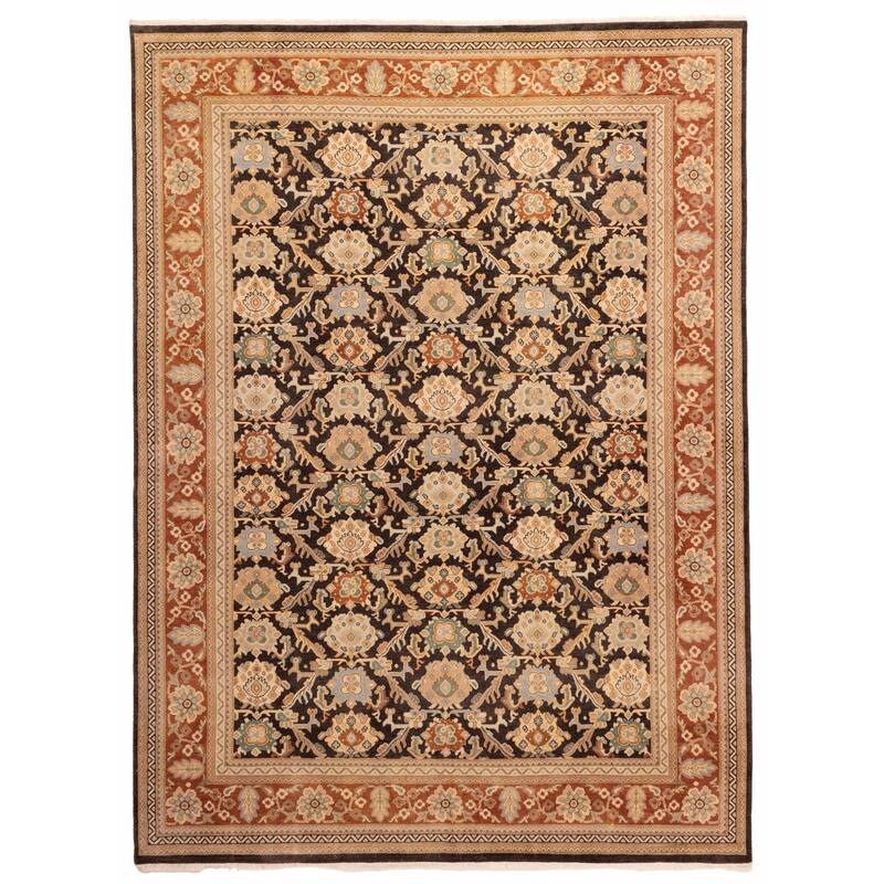 ECARPETGALLERY Hand-knotted Jamshidpour Dark Brown Wool Rug - 9'1 x 12'3