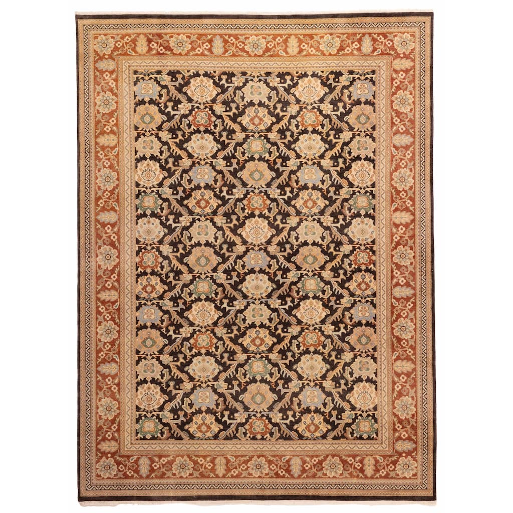 ECARPETGALLERY Hand-knotted Jamshidpour Dark Brown Wool Rug - 9'1 x 12'3