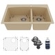 preview thumbnail 33 of 81, Karran Drop-In Quartz 33 in. 1-Hole 60/40 Double Bowl Kitchen Sink Kit Bisque