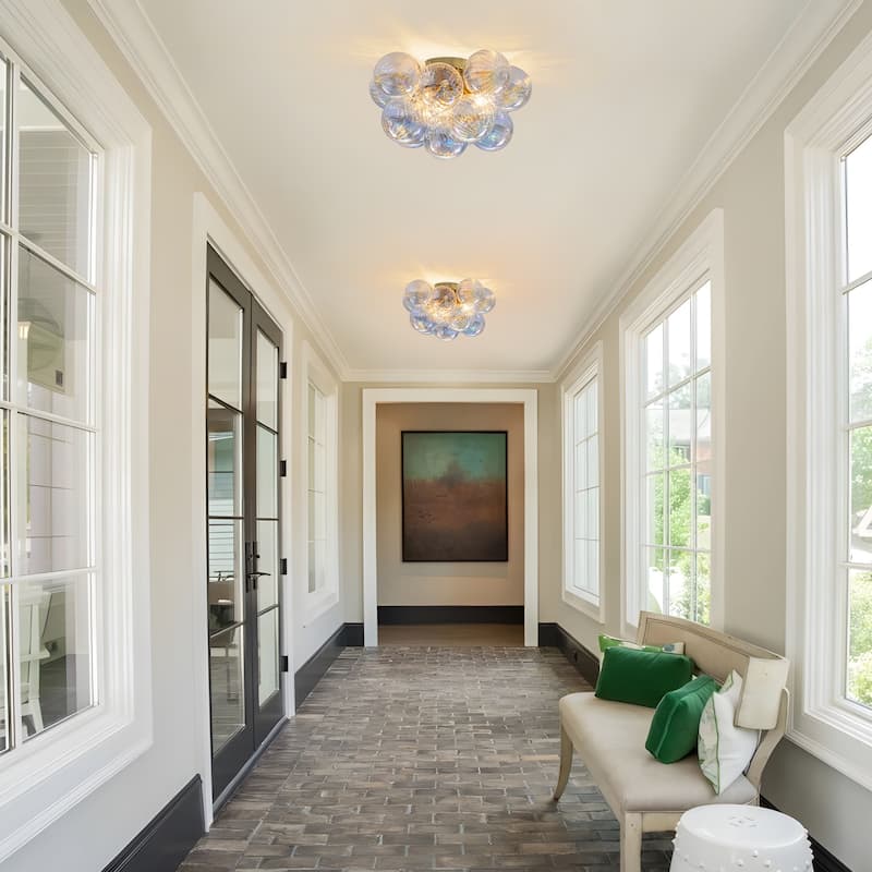 Starsky 3-Light 18in. Contemporary Glass Bubble Semi Flush Mount