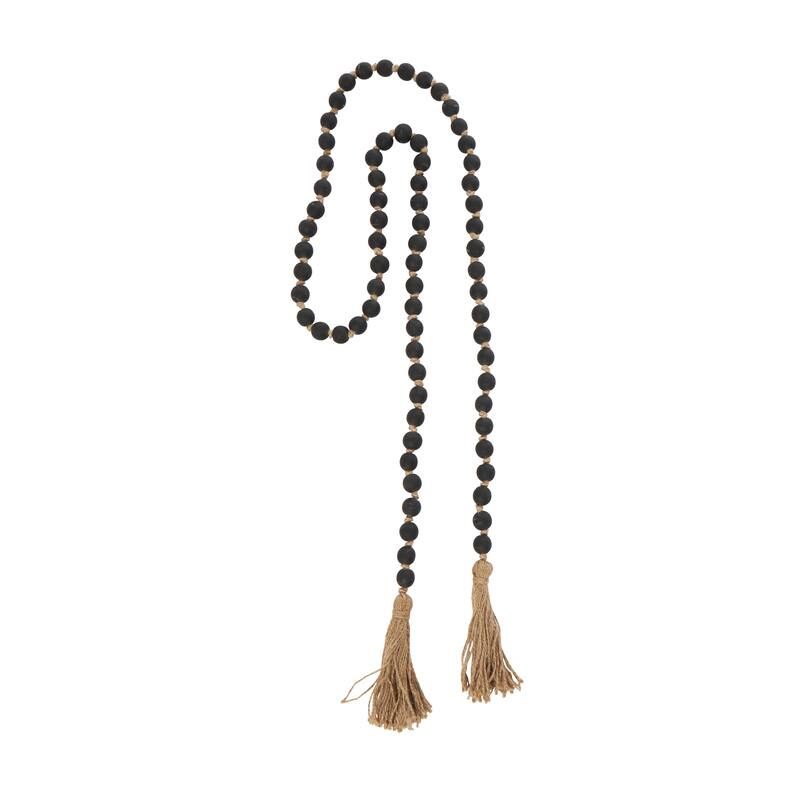 Glass Handmade Round Long Beaded Garland with Tassel with Knotted Brown Jute