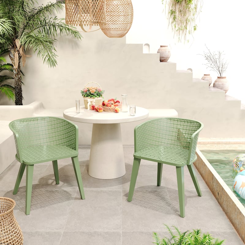 Christopher Knight Home - Milan Durable Outdoor Dining Chair Set for Stylish Gatherings - Matte Green