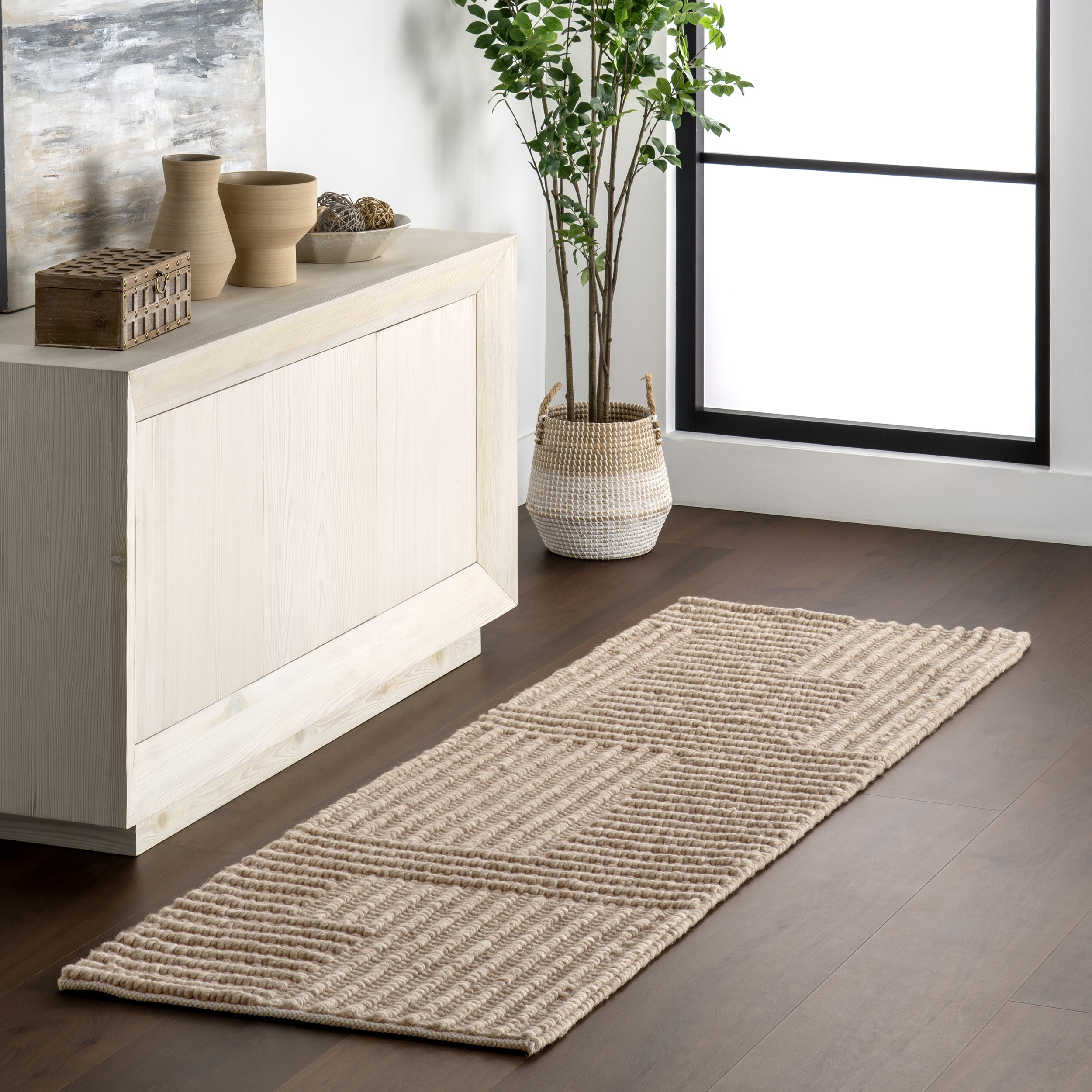 Nuloom Dorene Contemporary High-Low Striped Wool Area Rug