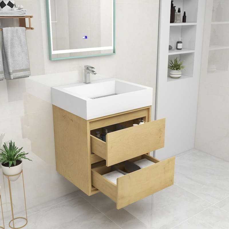 Victoria 24" Wall Mounted Modern Vanity with Acrylic Sink