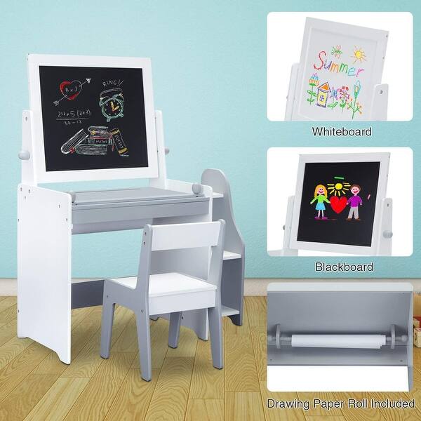 Kids Easel with 1 Paper Roll, Double Sided Children Easel Chalkboard, 3 in  1 Art Easel & Desk with Stool for Boys Girls Gifts - Bed Bath & Beyond -  33935369