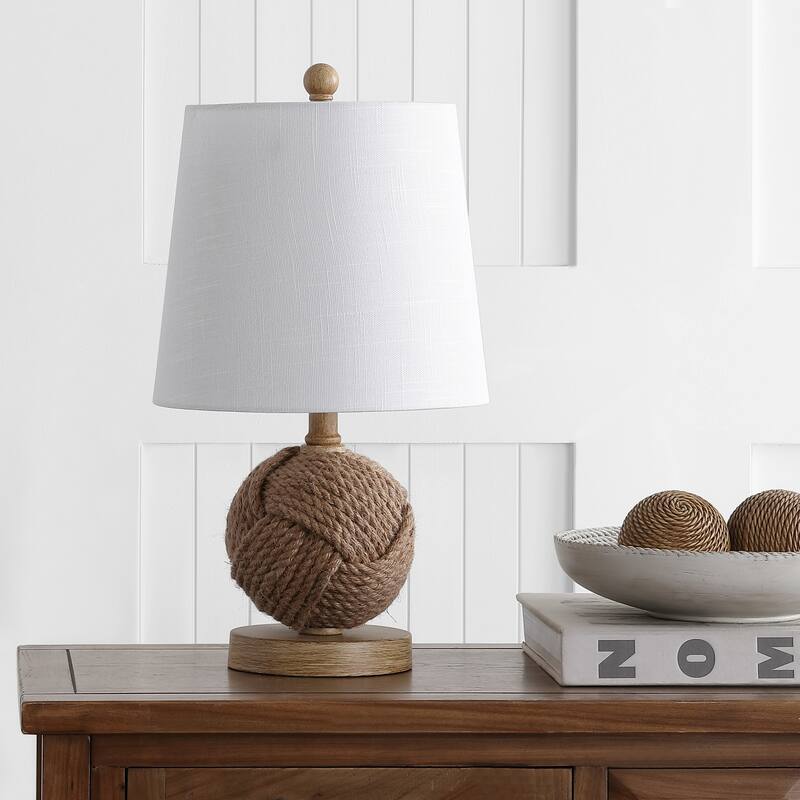 Alaro Fist 18" Rope Ball LED Table Lamp, Natural by JONATHAN Y