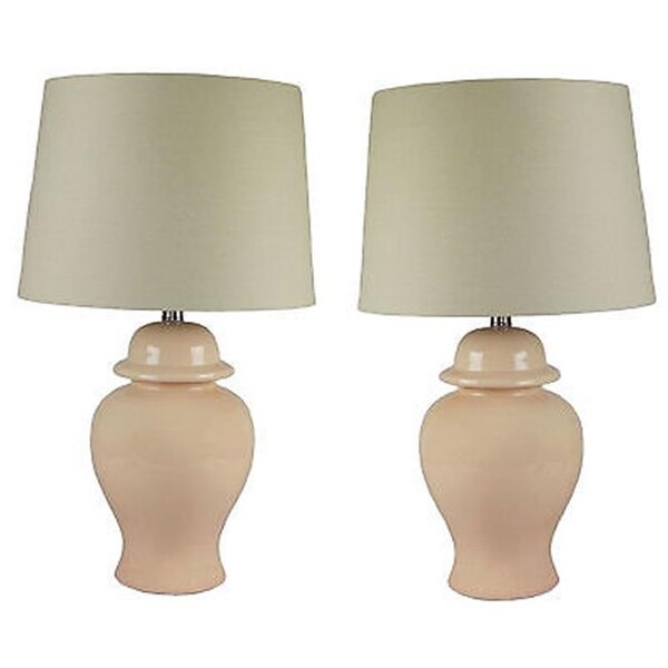 Ginger Jar Ceramic Lamps In A Rose Color Fabric Shade Set O Ginger Jar Ceramic Lamps In A Rose Color Fabric Shade Set O Free Shipping Today 22028394