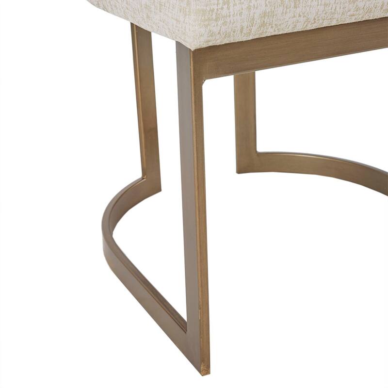 Roomfitters 21-Inch Contemporary Dining Chair (Set of 2), Antique Gold C-Frame with Sled Legs and High-Density Foam, Cream