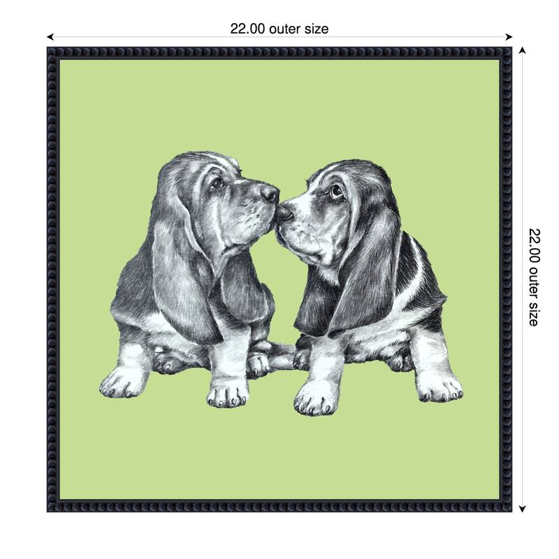 Doggie Hello by Renate Holzner Framed Canvas Wall Art Print - 22 x 22 in