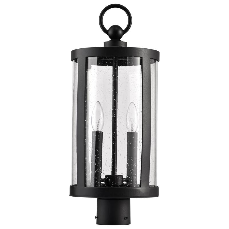 Broadstone 2 Light Post Top Matte Black with Clear Seeded Glass