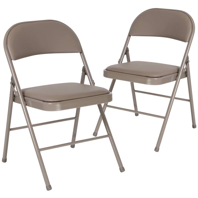 2 Pack Double Braced Vinyl Folding Chair - Gray