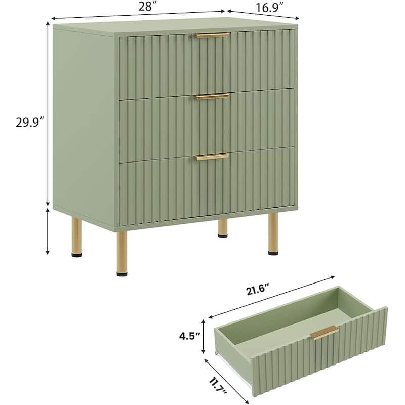 3 Drawer Dresser for Bedroom, Modern Wood Storage Dresser Organizer for Hallway, Entryway
