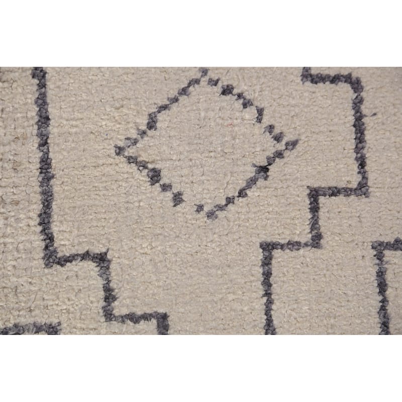 All-Over Geometric Moroccan Modern Area Rug Hand-Knotted Wool Carpet - 4'10" x 7'10"