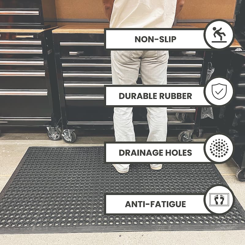 Envelor Anti Fatigue Rubber Floor Mat Non-Slip Restaurant Kitchen Mat for Floors Bar Mat Door Mat 36 x 60 Inches