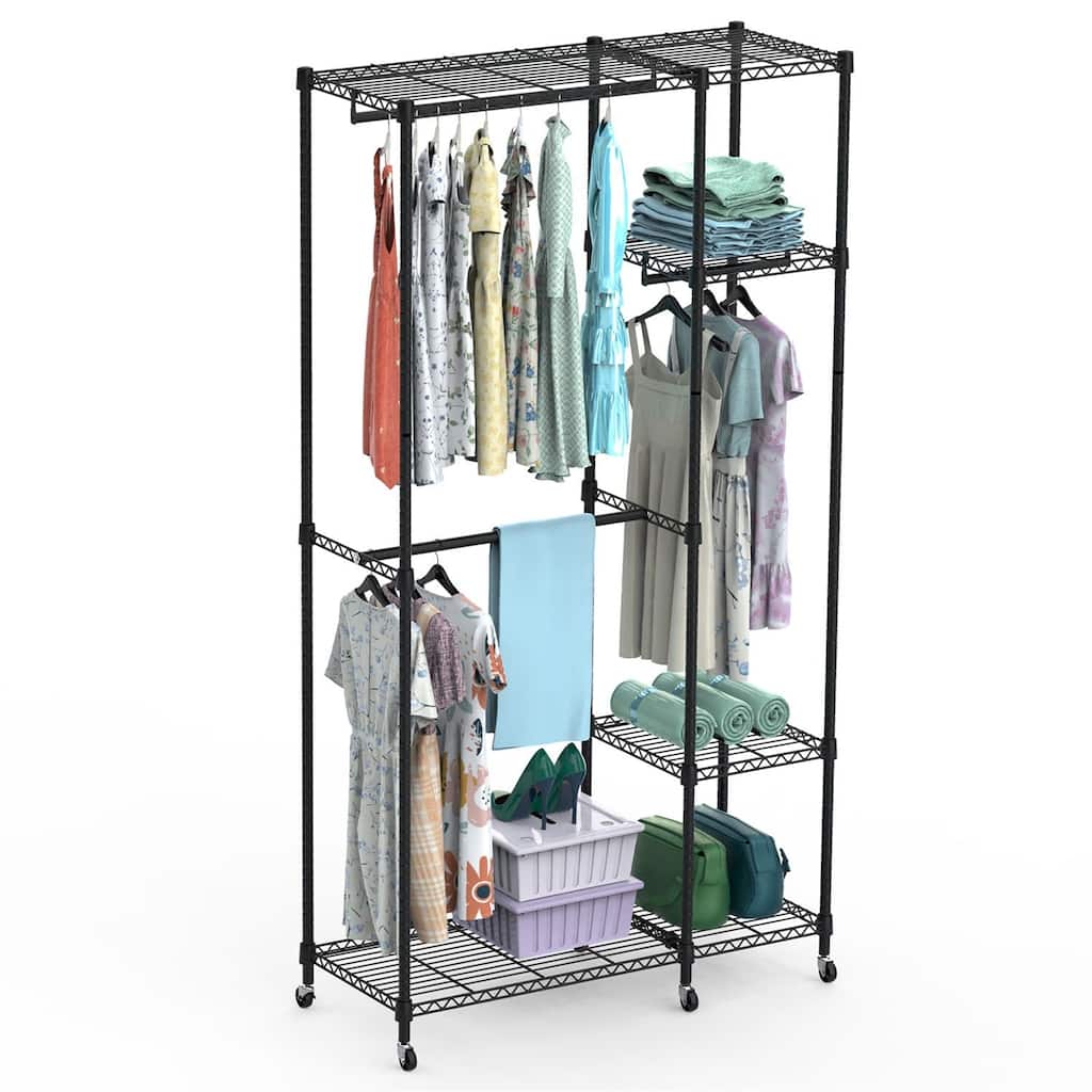 4-Tier Heavy Duty Garment Rack with Wheels