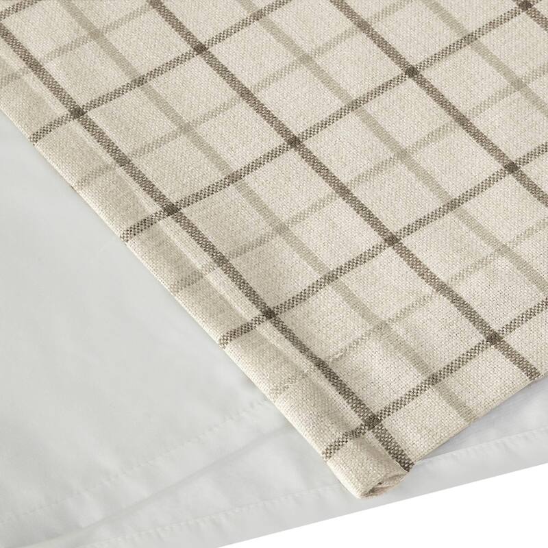 Madison Park Anaheim Plaid Faux Leather Tab Top Single Curtain Panel with Fleece Lining