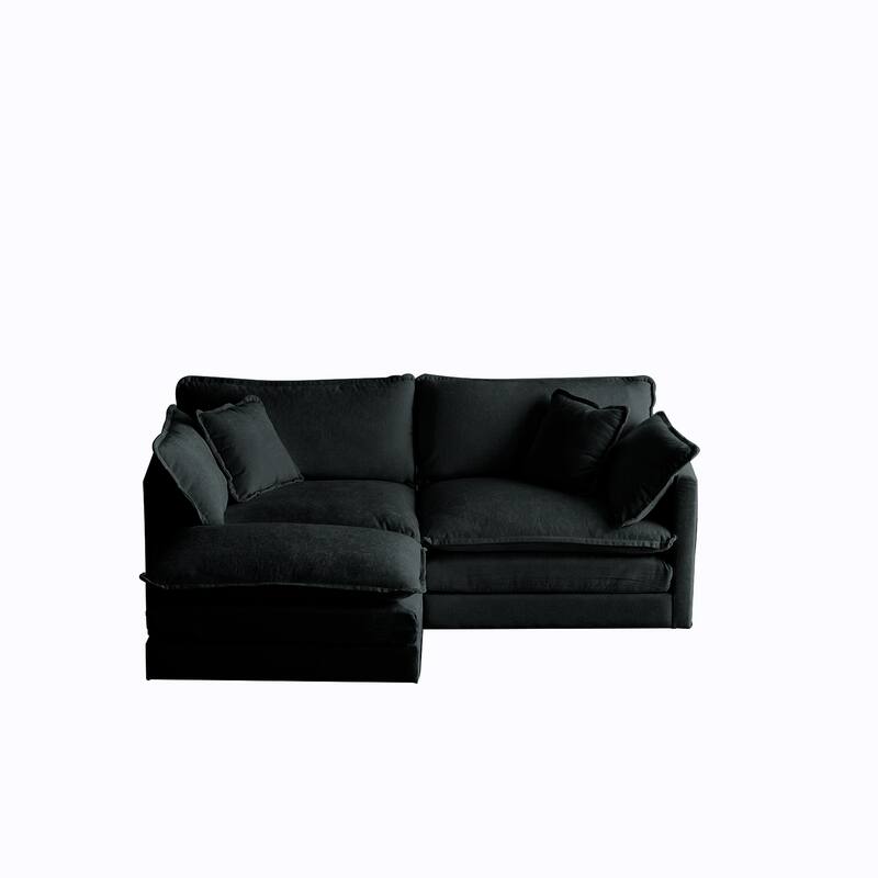 Modern L shaped sectional sofa with footstool for small space living