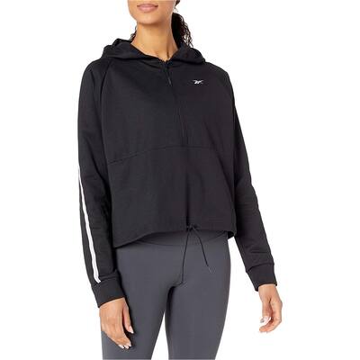 Reebok Womens Quarter Zip Hoodie Sweatshirt,, Black, 1X