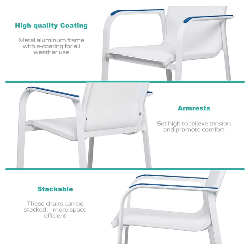 NUU Garden 7 Piece Aluminum Outdoor Stackable Chairs Set