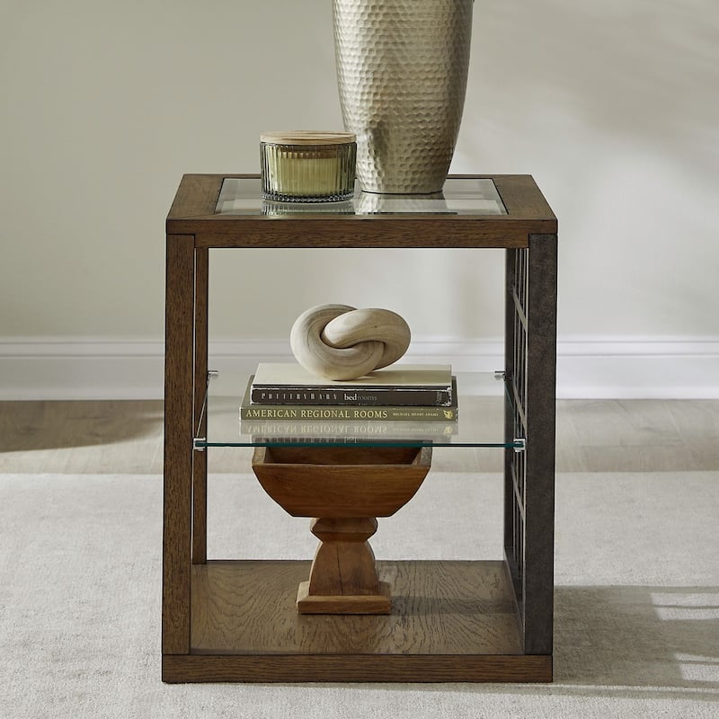 Liberty Furniture Bayhill Trellis Glass Top Cocktail Table, End Table Options - End Table