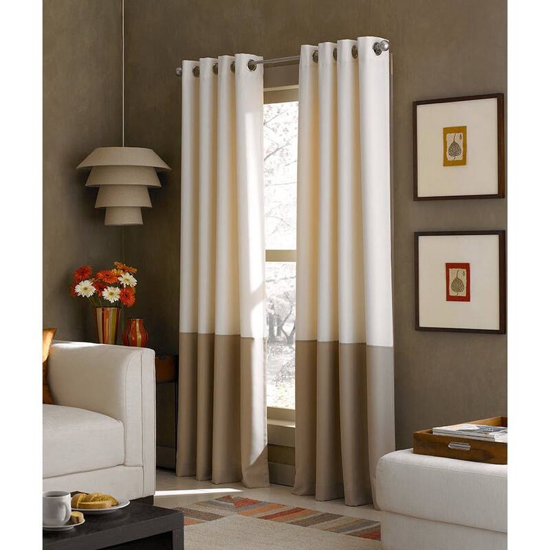 Kendall Color Block Grommet Curtain Panel - 52 X 108 - 1 Panel - 108 Inches - Ivory