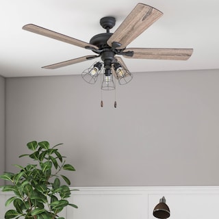52" Prominence Home Lincoln Woods Bronze Industrial Farmhouse Style LED Ceiling Fan with Light, Pull Chain