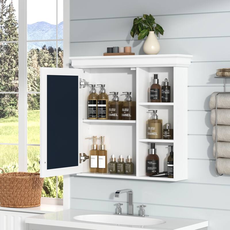 30'' x 28'' Bathroom Cabinet with Mirror, Wall Mounted Mirror Cabinet with Storage Organizer for Bathroom