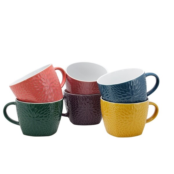 Elama Garden Glee 6-Piece 18 oz. Mug Set, Assorted Colors. Opens flyout.